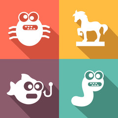 Computer Threats Icons flat style