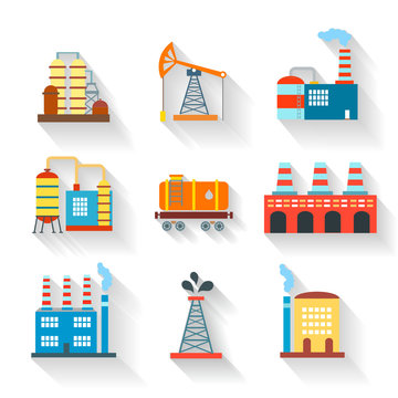 Industrial and Building icons flat style,