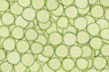 Background of sliced cucumbers..