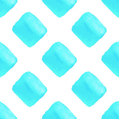 Sky blue vector geometric seamless pattern. Watercolor graphical