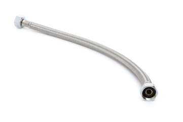 brand new woven metal tube on white background