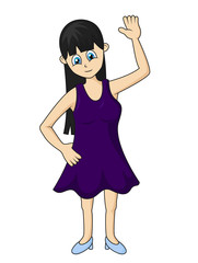 Lonely Girl Standing Cartoon, Vector Illustration