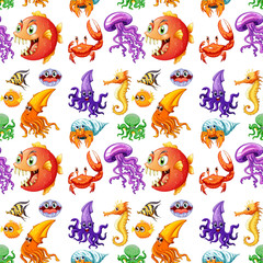 Seamless sea animals