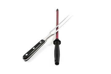 Obraz premium Fleischgabel mit Wetzstahl