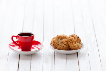 Cup of coffee and cookies