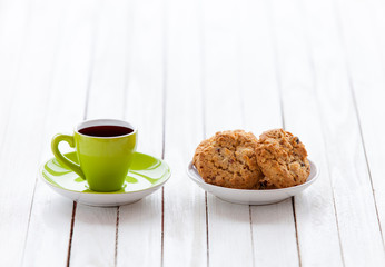 Cup of coffee and cookies