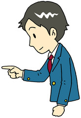 指さし　学生　横顔　男子