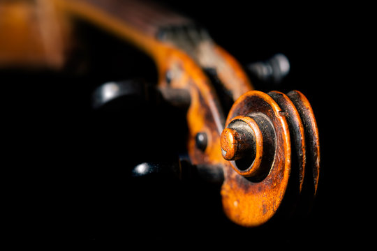 Vintage violin on black background