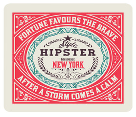 Baroque design with ornaments and floral details, Hipster card.