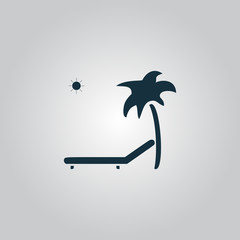 Tropical resort beach. Sunbed Chair - Vector icon isolated