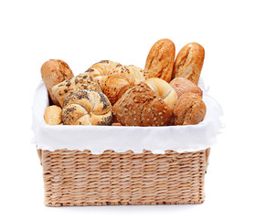 Fresh bakery products in a basket