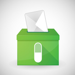 Green ballot box with a pill