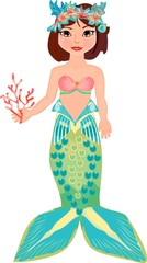 Fototapeta premium Mermaid with coral