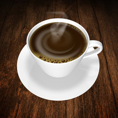 coffee white cup on wood background