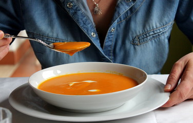 eating cream soup