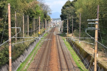 Japan railroad - electrified tracks