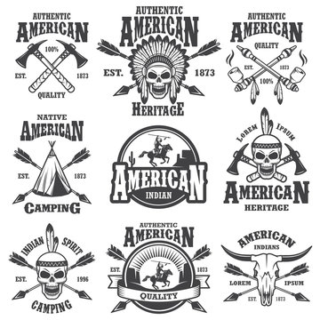 Set of american indian emblems
