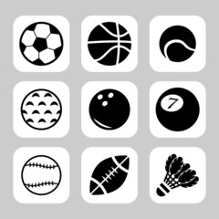 Sport balls vector icon set