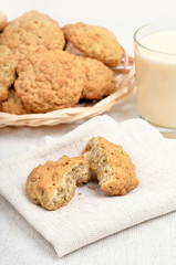 Homemade oatmeal cookies and milkshake