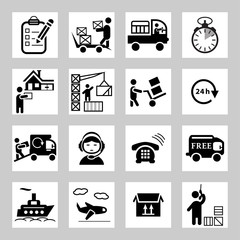 Shipping and logistics icons set