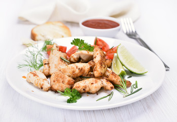 Chicken grill meat with vegetables
