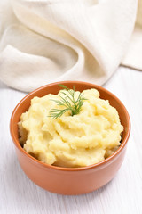 Mashed potato in ceramic bowl