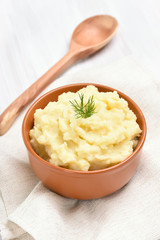 Mashed potato in ceramic bowl
