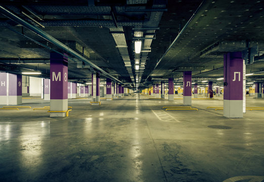 Parking garage underground interior