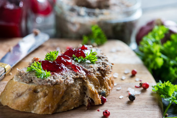 traditional liver pate on fresh bread
