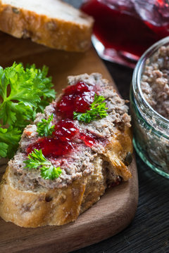 traditional liver pate on fresh bread