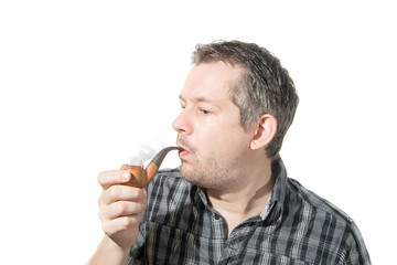 Man smoking pipe