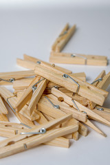 pile of clothes pegs soft focus