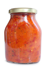 Vegetable paste in glass jar