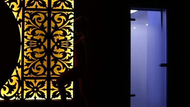 Beautiful young sexy woman perfect body shape moving shadows