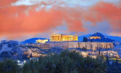 Zelfklevend Fotobehang Akropolis met Parthenon-tempel in Athene, Griekenland © Tomas Marek