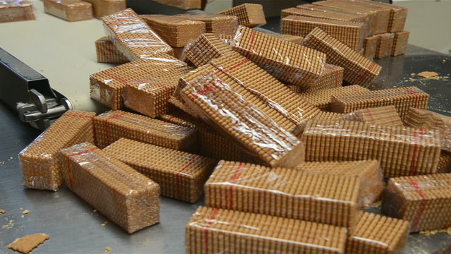 biscuits are packing by workers