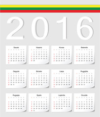 Lithuanian 2016 calendar