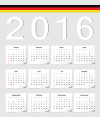 German 2016 calendar