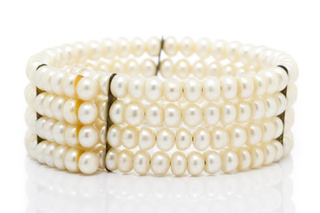 Old Pearl Bracelet in White background