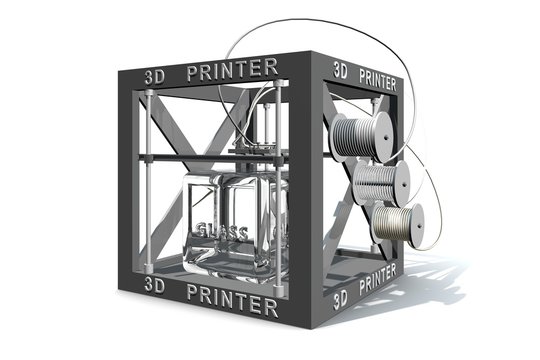 Een glazen kubus geprint met 3D printer