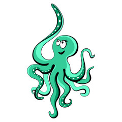 Octopus cartoon on white background