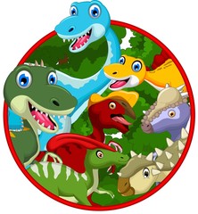 Dinosaur cartoon collection in frame © jihane37