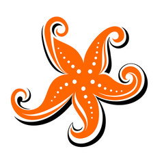 Orange cartoon starfish with little white dots - 79901516