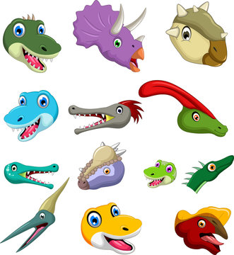 Dinosaur head cartoon collection set for you design