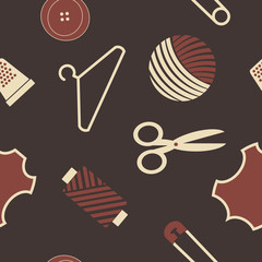abstract seamless background with sewing accessories