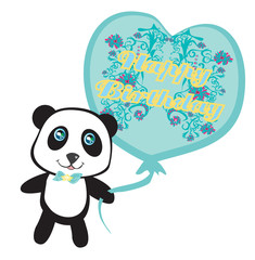 Happy birthday card - Cute panda with balloon
