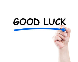 Good luck text underlined