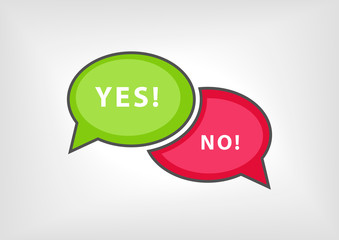 Yes versus no vector illustration as speech bubbles