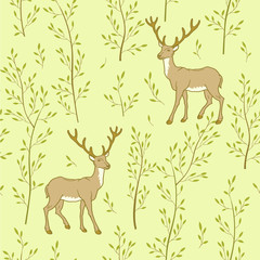 Forest wallpaper with deer