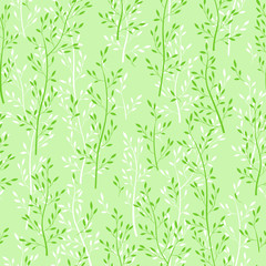 Naklejka na ściany i meble Green floral seamless wallpaper with herbs